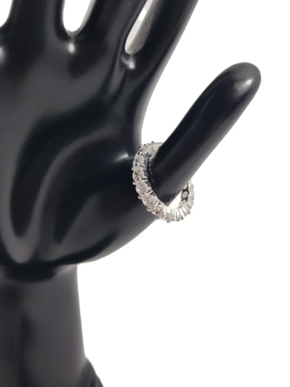 Diamonique Silver Tone Ring Eternity Band Size 9.25